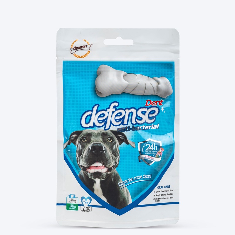 GNAWLERS Defense Dent, Dog Dental Care Chew Bones