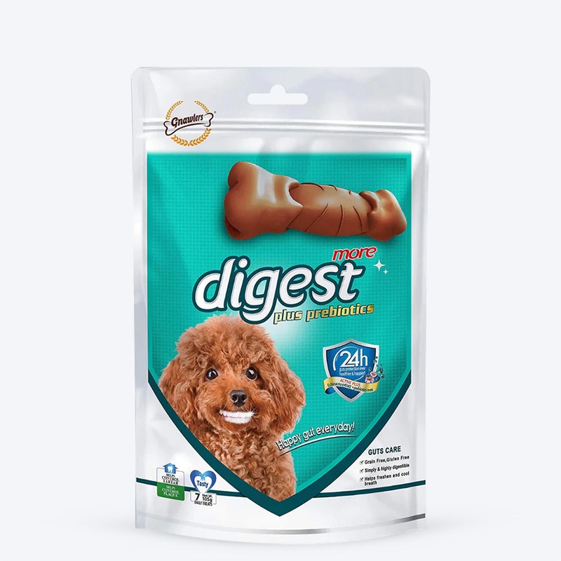Gnawlers Digest More Plus Prebiotics Dental Chew Bone for Dogs