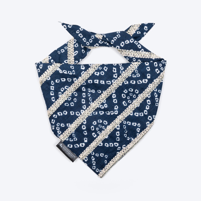HUFT Bandhani Bandhan Knot Bandana For Dog – Indigo Blue