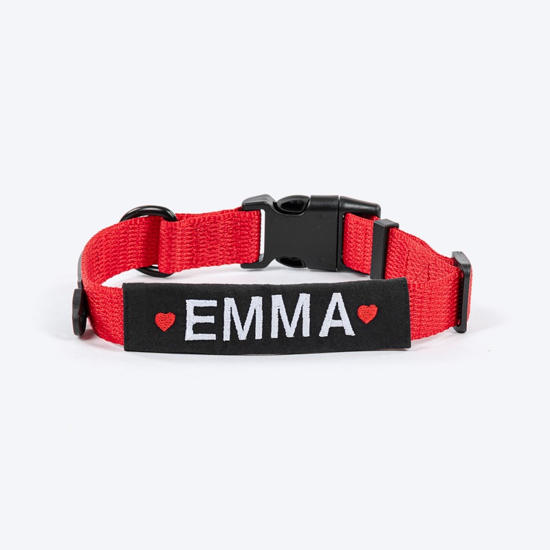 HUFT Classic Personalised Dog Collar – Cherry Red