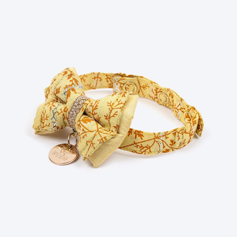 HUFT Desi Bloom Bow Tie With Strap For Cat – Yellow