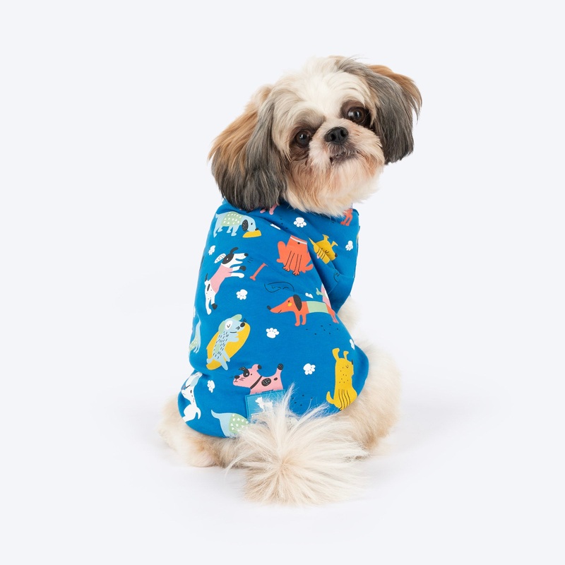 HUFT Doodle Days Printed T-Shirt For Small Dog – Blue