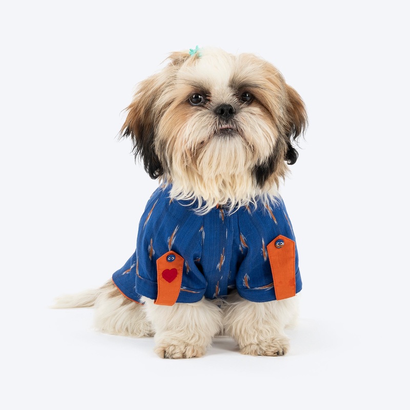 HUFT EthniPaw Ikat Kurta For Dog – Navy Blue