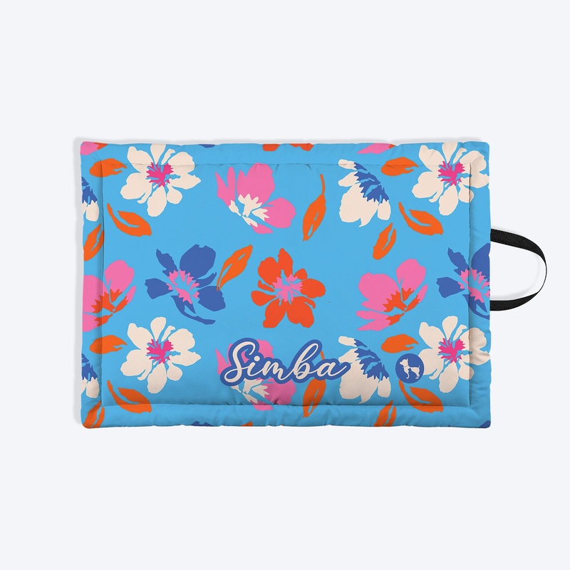 HUFT Personalised Summer Bloom Mat For Dog & Cat – Blue