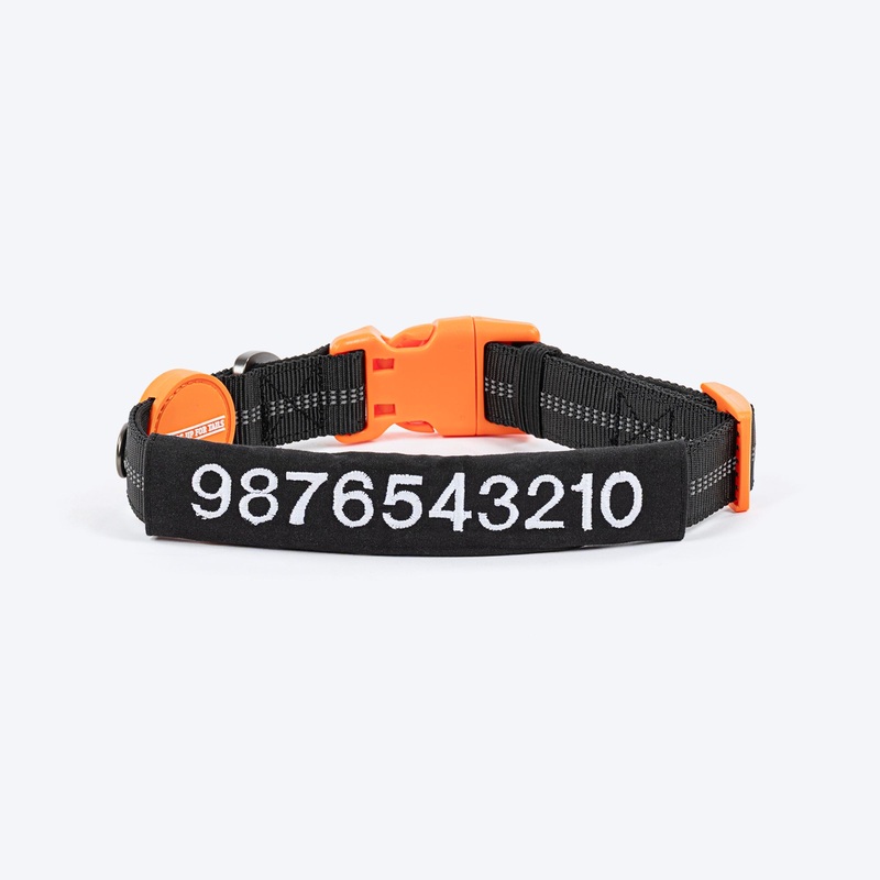 HUFT Personalised Xplorers (Mobile No.) Dog Collar – Black