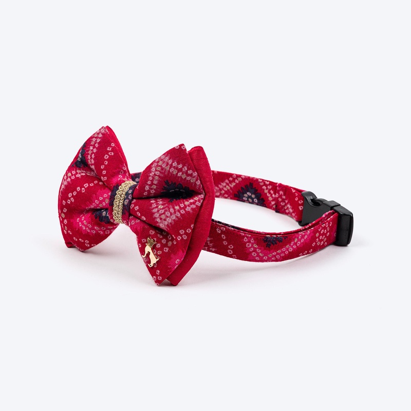 HUFT Rang Riwaz Bow Tie With Strap For Dog – Pink