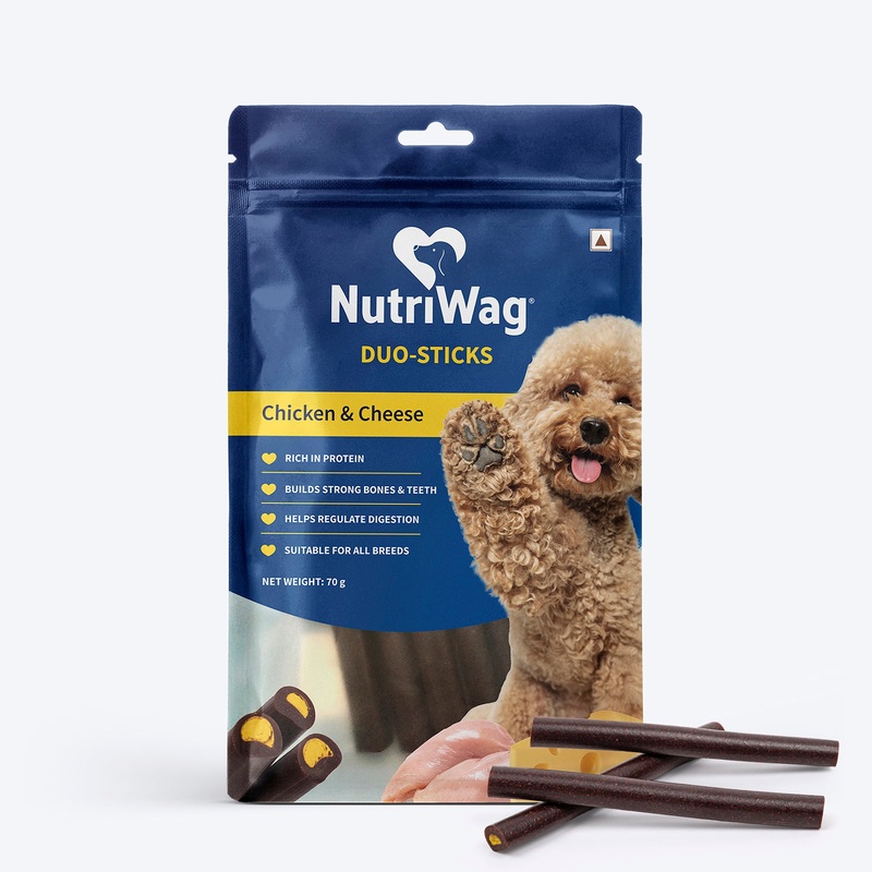 NutriWag Chicken & Cheese Duo Sticks Treats For Dog – 70 gm