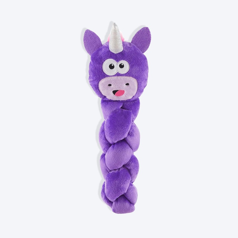 Outward Hound Twistiez Unicorn Plush With Interactive Toy For Dog – Purple – L