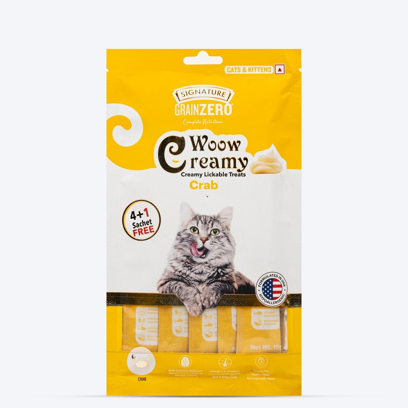 Signature Grain Zero Woow Creamy Crab Lickable Treats For Cat & Kitten – 75 g