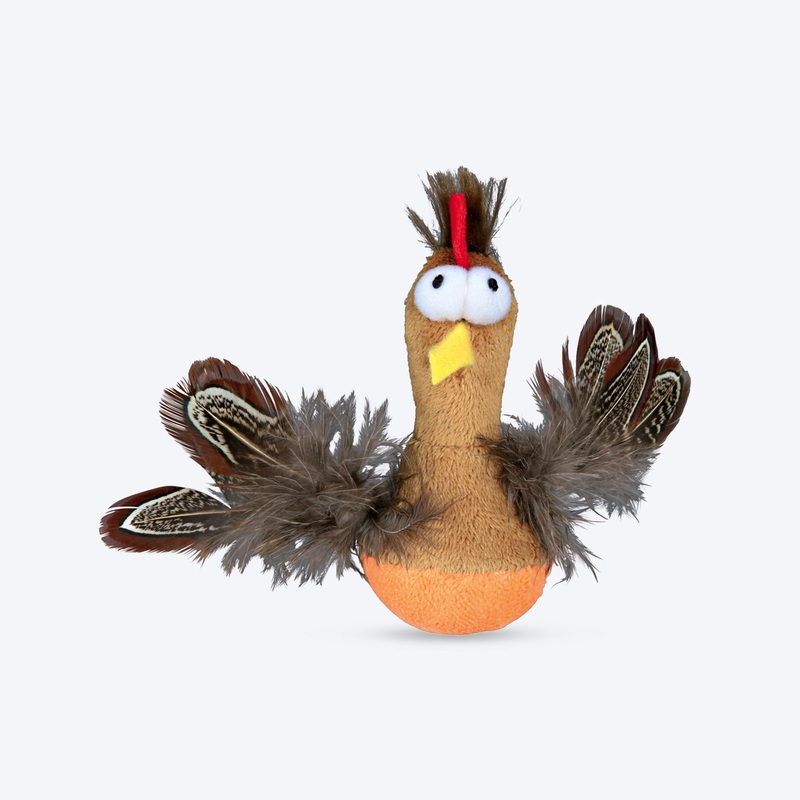Trixie Roly-Poly Chicken Plush Toy For Cat – Beige – 10 cm