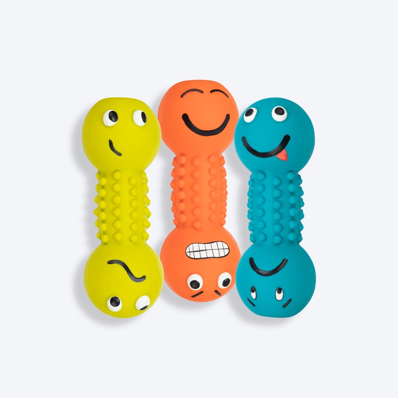 Trixie Smiley Dumbbell Motifs With Sound Latex Chew Dog Toy – 19 cm