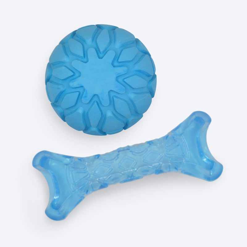 FOFOS Bone & Ball Squeaky Chew Toy For Puppy – Blue