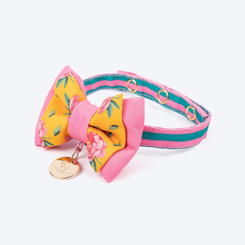 HUFT Blush Bloom Bow Tie With Strap For Cat – Yellow