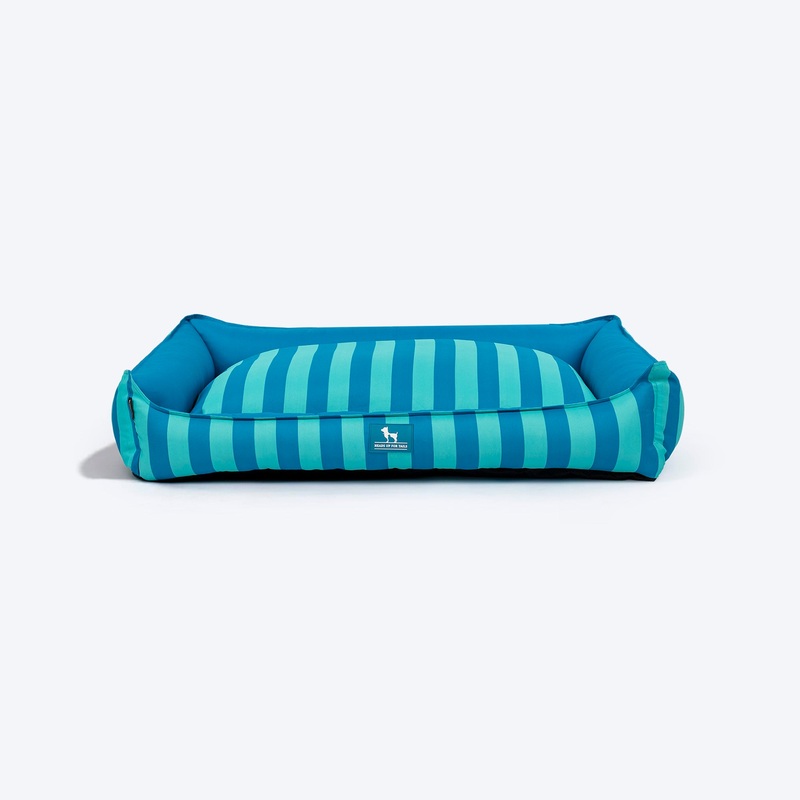 HUFT Happy Stripes Lounger Bed For Dog – Blue & Turquoise