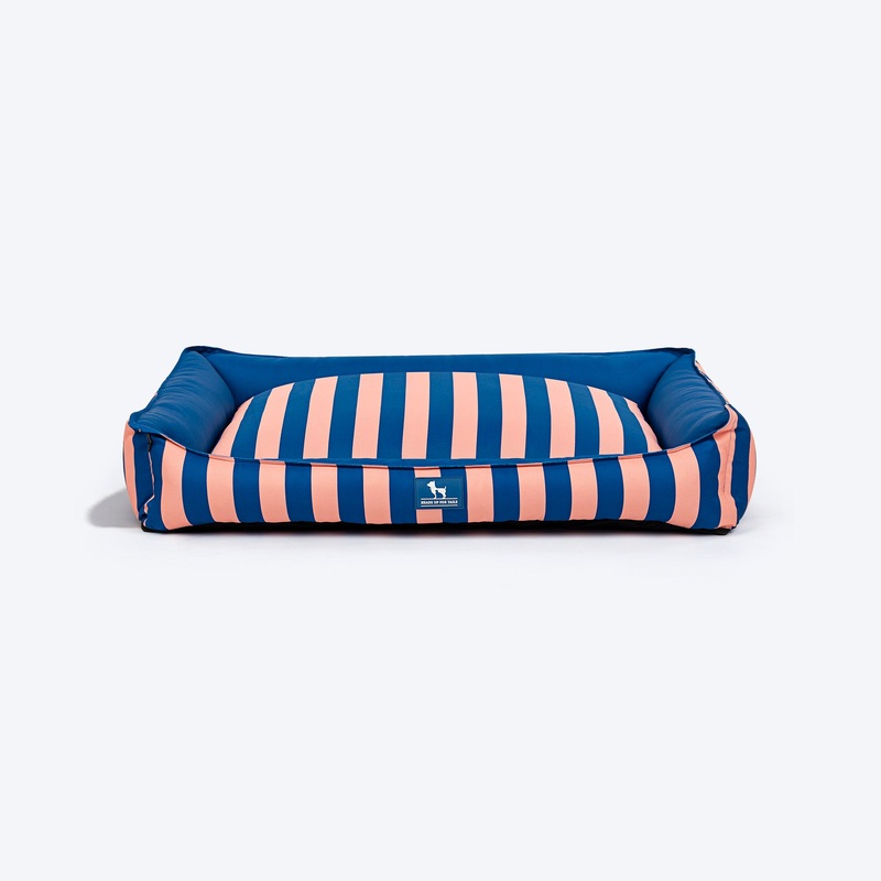 HUFT Happy Stripes Lounger Bed For Dog – Navy & Peach