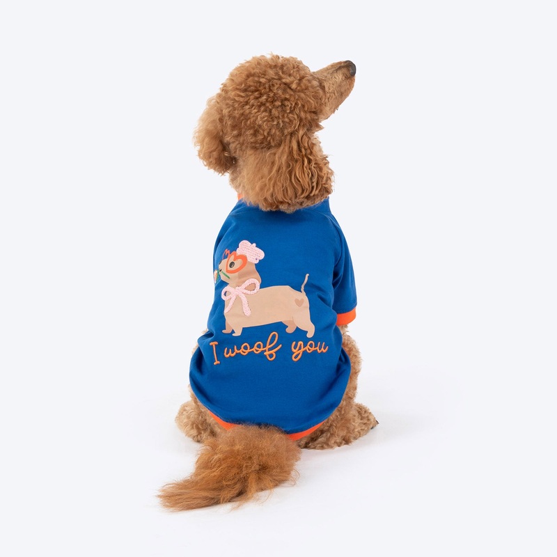 HUFT I Woof You Printed T-Shirt For Dog – Navy Blue
