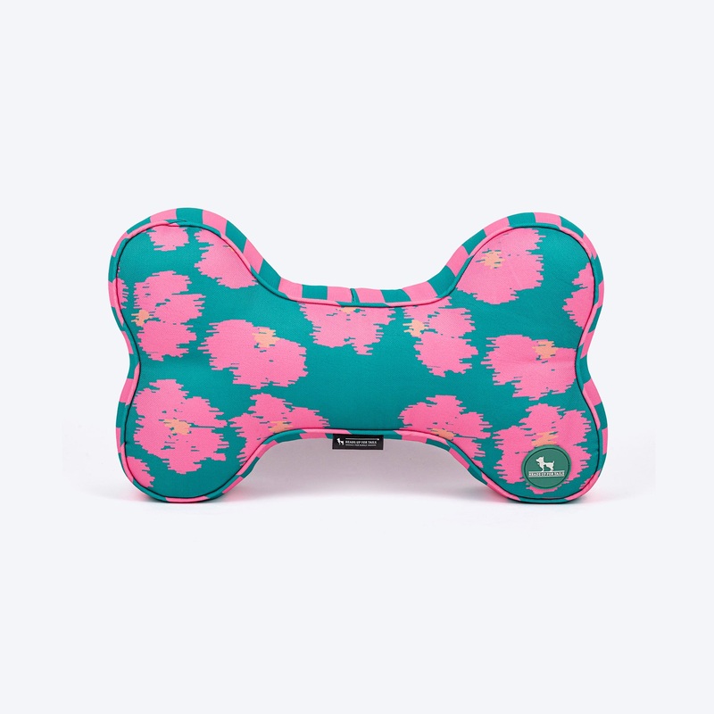 HUFT Pawsome Blossom Bone Cushion For Dog – Green & Pink