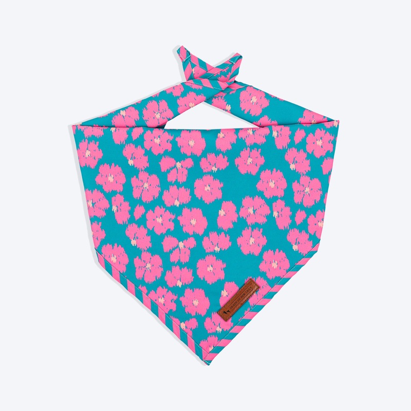 HUFT Pawsome Blossom Knot Bandana For Dog – Green & Pink