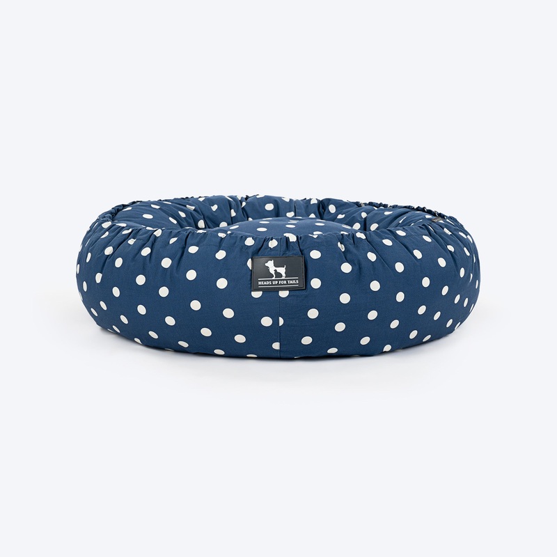 HUFT Polka Paws Adjustable Donut Bed For Dog & Cat – Navy