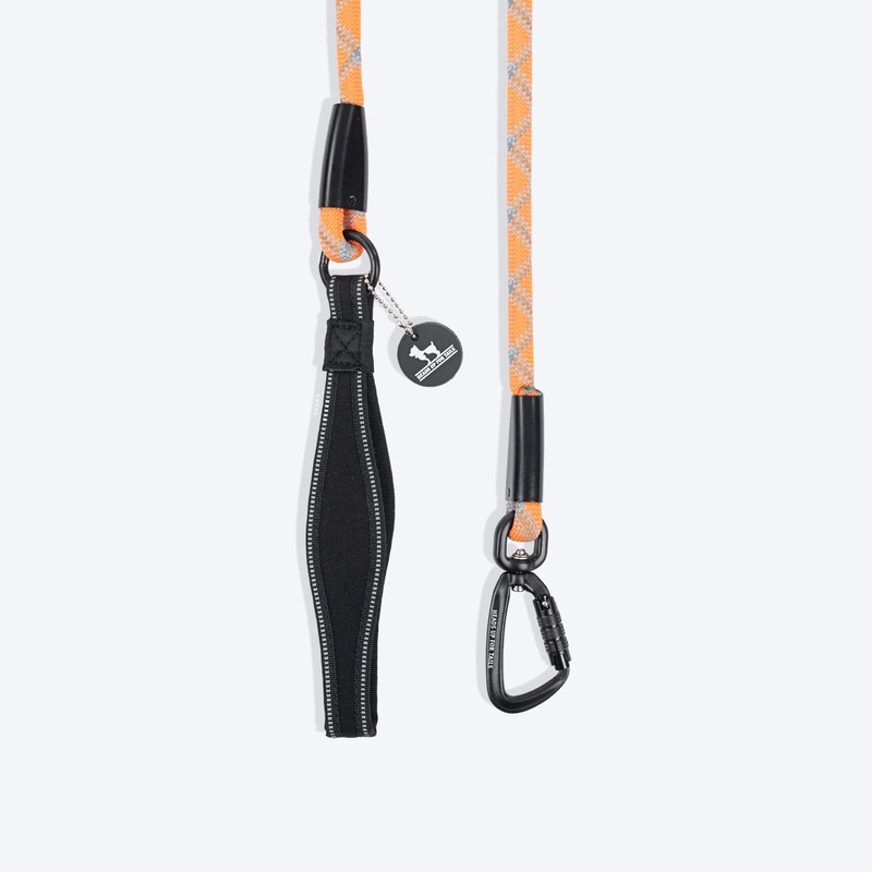 HUFT Xplorers Rope Leash With Carabiner For Dog – Orange – 5 ft