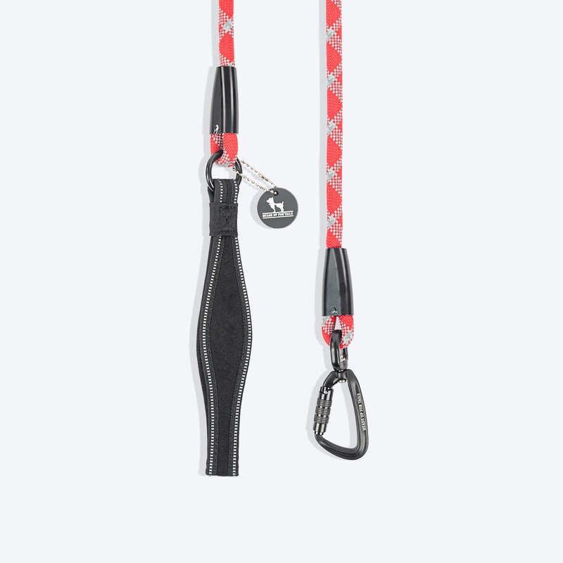 HUFT Xplorers Rope Leash With Carabiner For Dog – Red – 5 ft