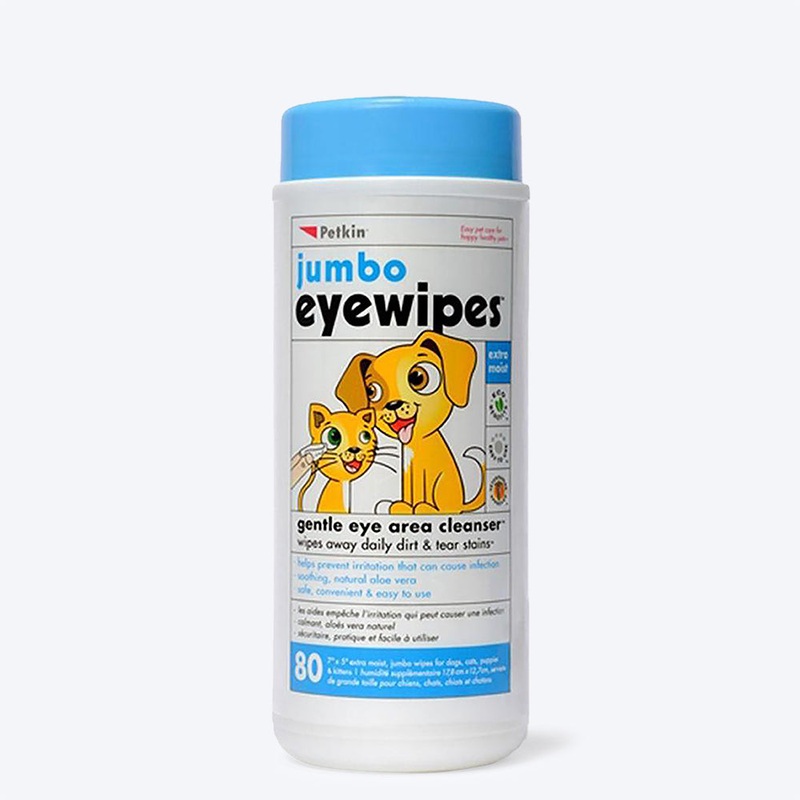 Petkin Jumbo Eyewipes for Dogs and Cats – 80 wipes