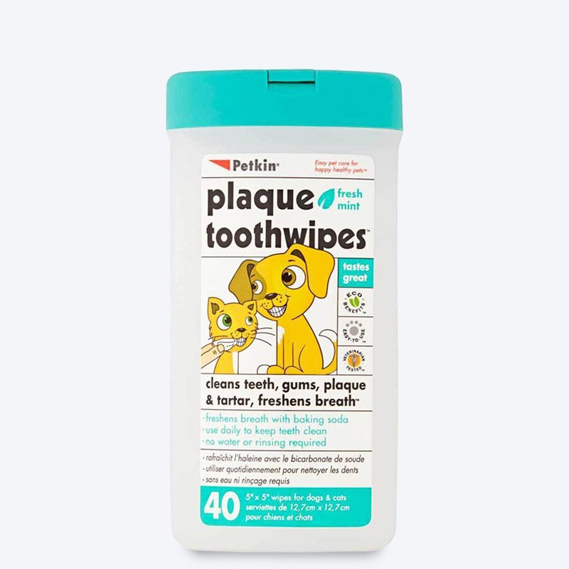 Petkin Toothwipes for Dogs & Cats – 40 Wipes