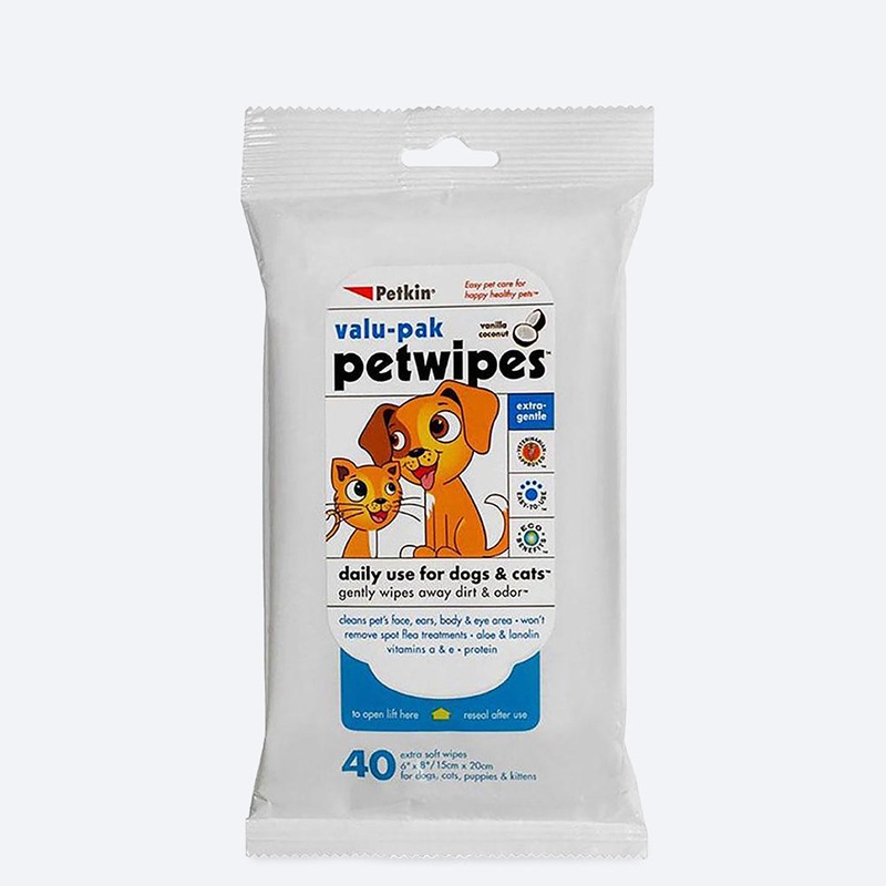 Petkin wipes for Dogs & Cats Value Pack – 40 wipes