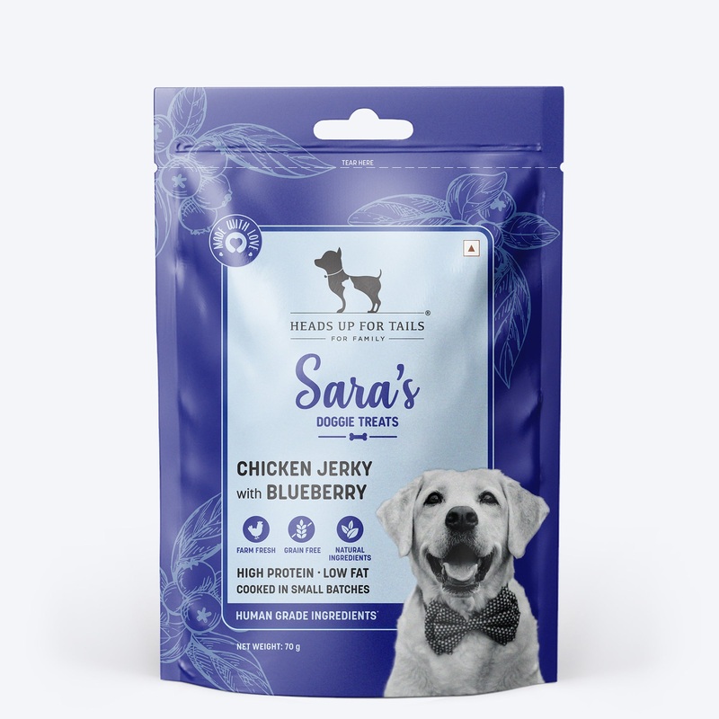 Sara’s Doggie Treats – Dehydrated Chicken Jerky With Blueberry – 70 gm