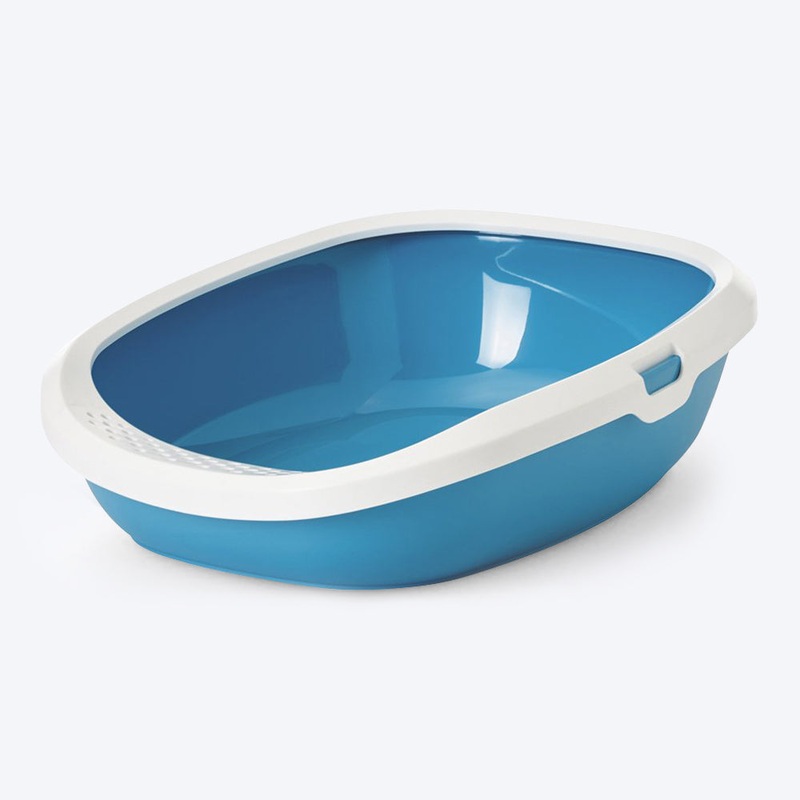 Savic Gizmo Cat Litter Tray with Rim – Blue – 20 x 14 x 5 inches