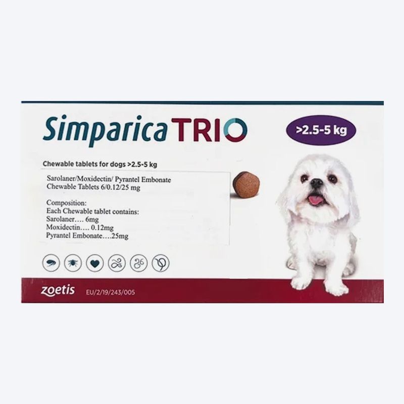 Zoetis Simparica Trio Chewable Tablets For Dog & Cat – 3 Tablets – 6 mg
