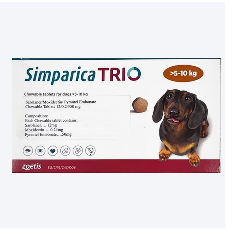 Zoetis Simparica Trio Chewable Tablets For Dogs – 3 Tablets
