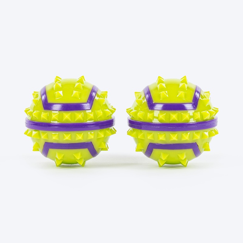 Dash Dog Spikies Squeaky Balls Toy For Dog – Green – Set Of 2