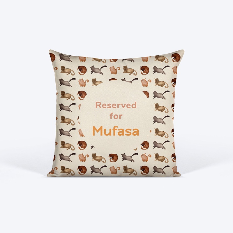 HUFT Multiple Cats Print Reserved For (Pet Name) Personalised Cushion For Cats – 12 inches (30 x 30 cm)
