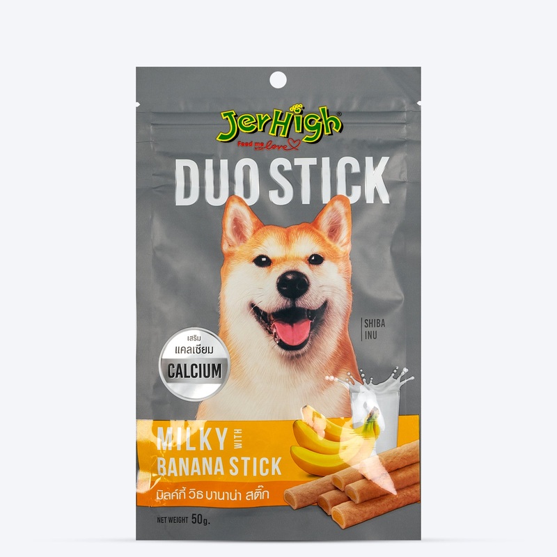 JerHigh Duo Stick Dog Treat – Milk with Banana – 50 g