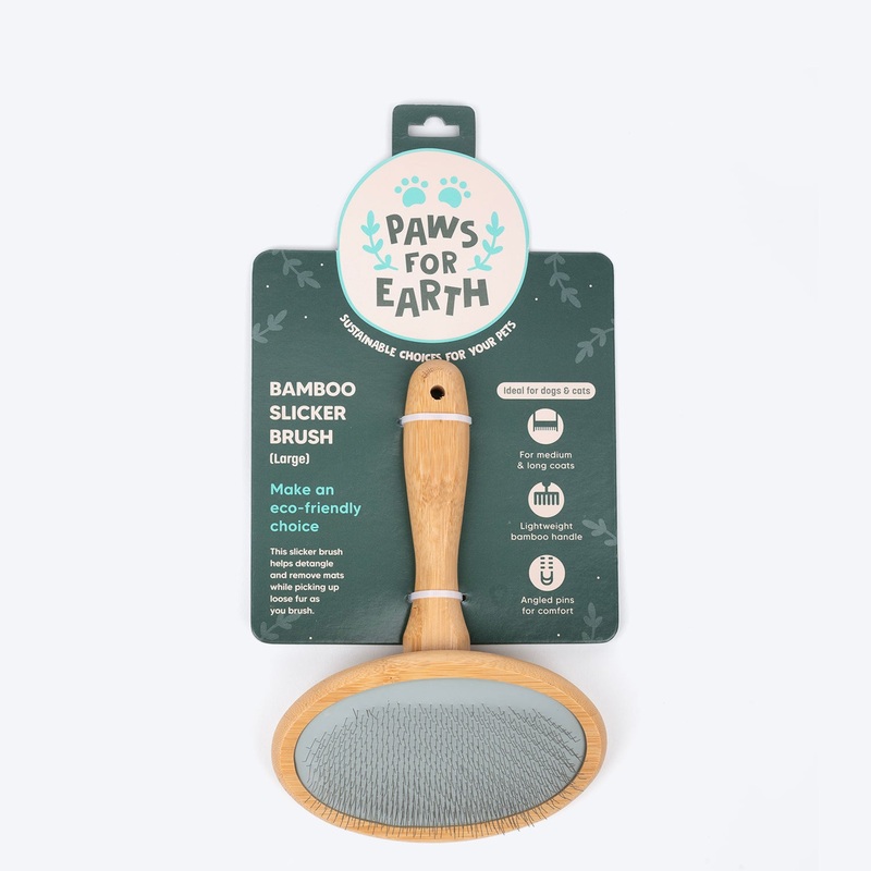 Paws For Earth Bamboo Slicker Brush For Dogs & Cats – L