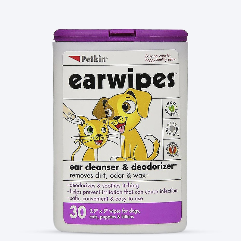 Petkin Ear wipes for Dogs and Cats – 30 wipes