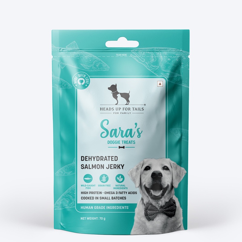 Sara’s Doggie Treats – Dehydrated Salmon Jerky – 70 gm