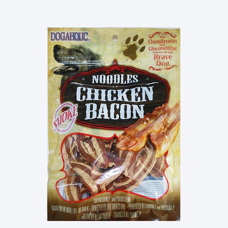 Dogaholic Noodles Chicken Bacon Strips Smoke Flavor Dog Treat – 130 g