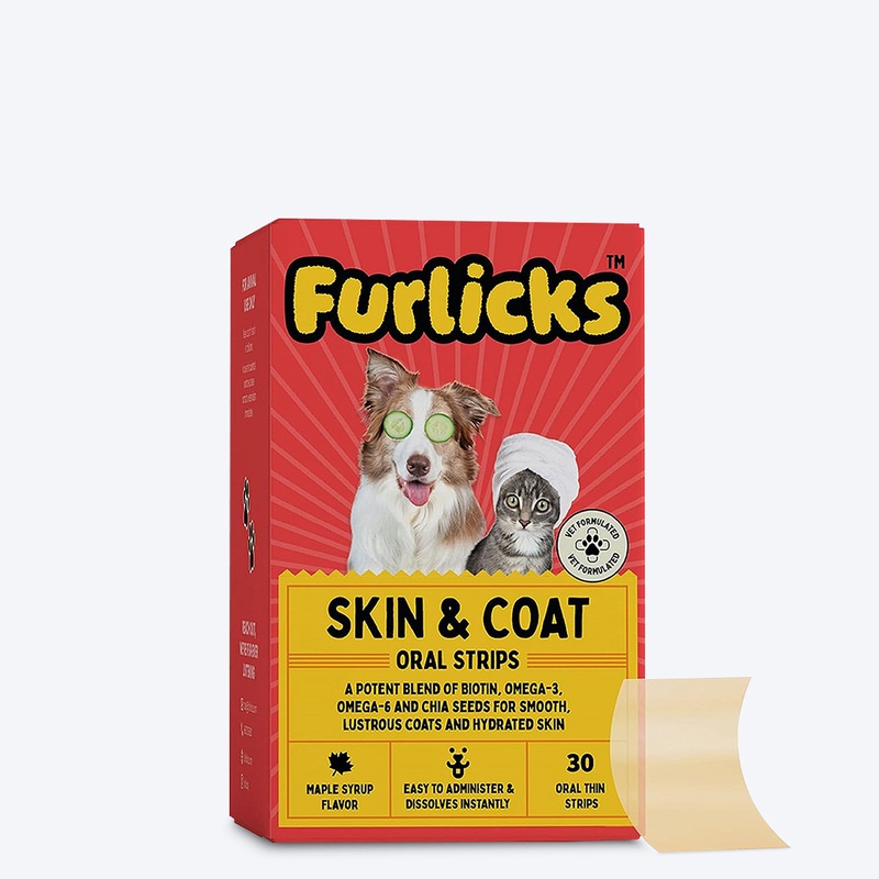 Furlicks Skin & Coat Maple Syrup Oral Food Supplement For Cats & Dogs – 45g (30 Strips)