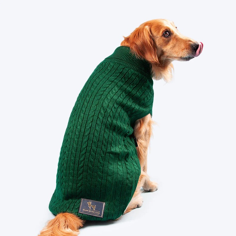HUFT Cable Knit Dog Sweater – Dark Green