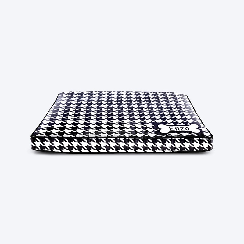 HUFT Houndstooth Personalised Dog Flat Bed