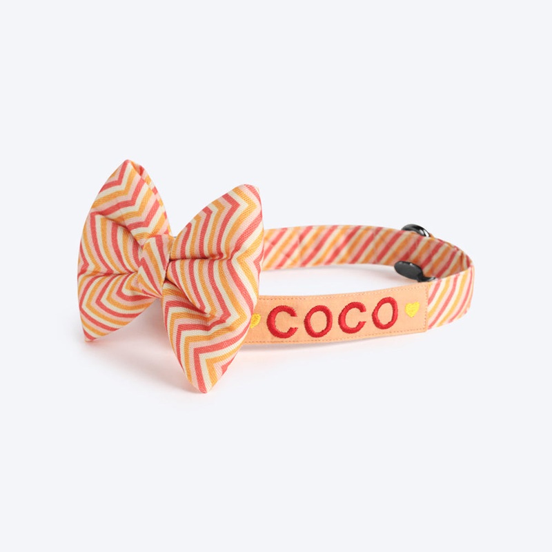 HUFT Personalised Ancestry Fabric Collar With Bow Tie For Dog