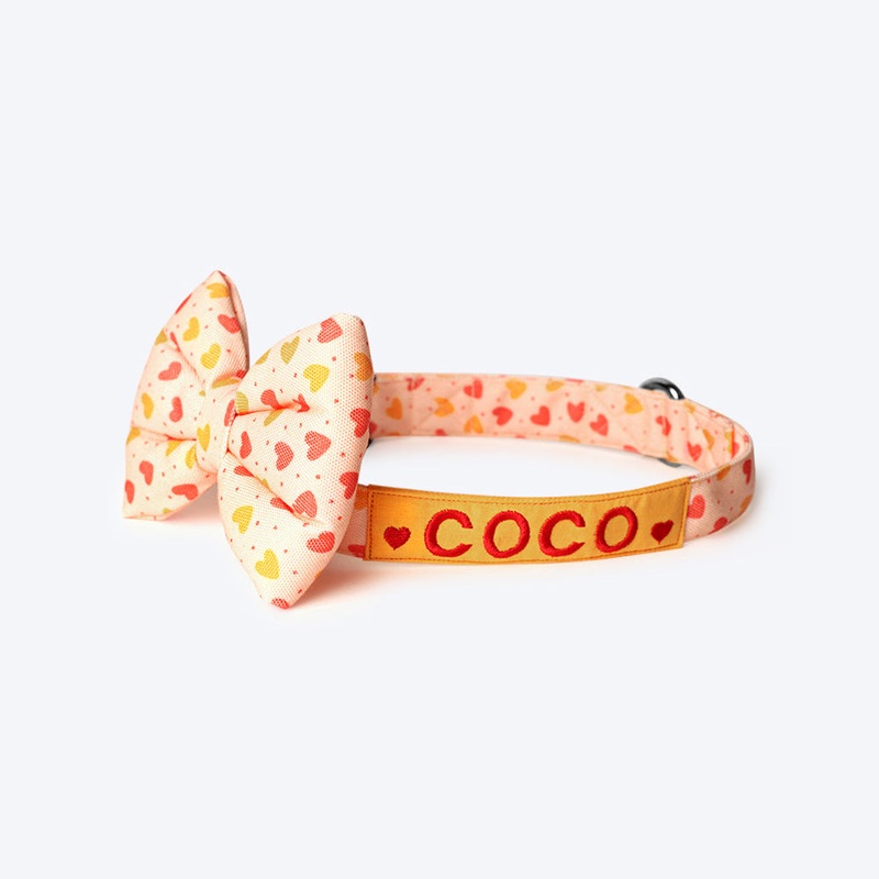HUFT Personalised Free Spirit Fabric Collar With Bow Tie For Dog