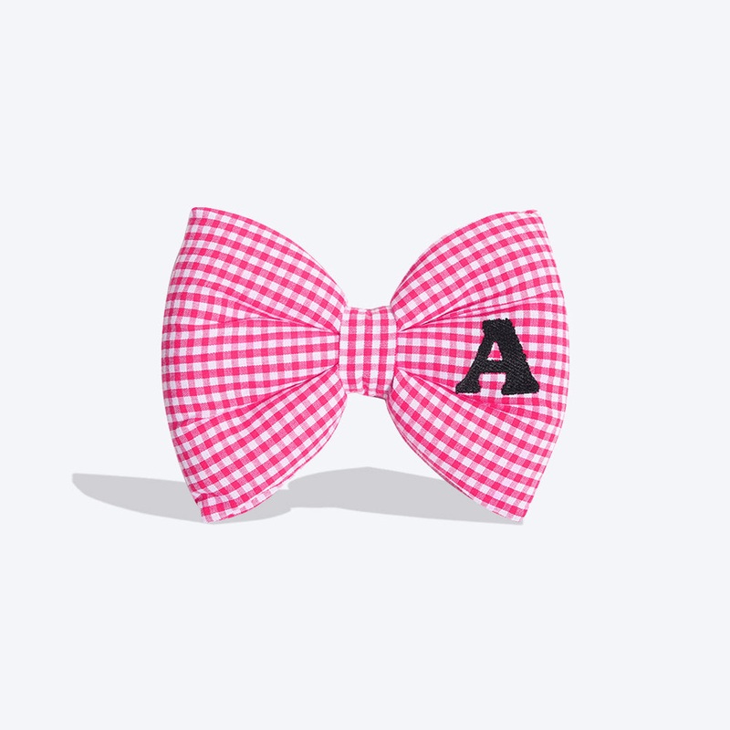 HUFT Personalised Monogrammed Bow Tie for Dogs – Pink