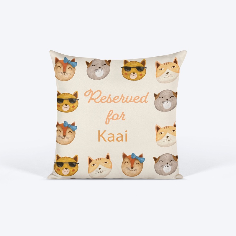 HUFT Reserved For (Pet Name) Personalised Cushion For Cats – 12 inches (30 x 30 cm)