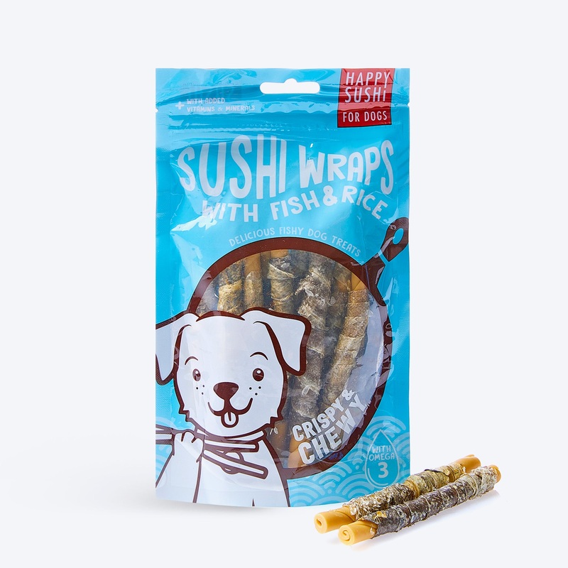 Happy Sushi Wraps With Fish & Rice Crispy & Chewy Treat For Dog – 132 gm