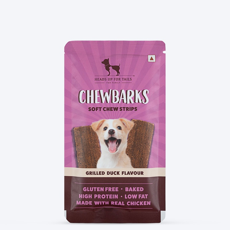 HUFT Chewbarks Dog Soft Chew Strips Treats – Grilled Duck – 30gm