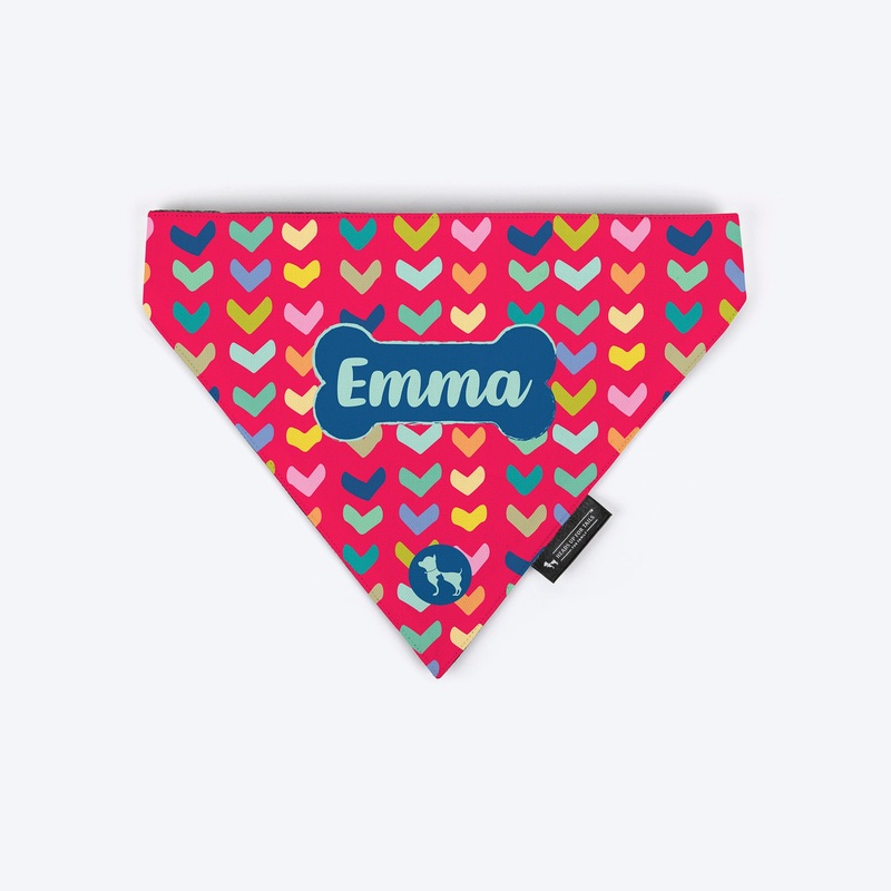 HUFT Heart To Heart Personalised Dog Bandana – Red
