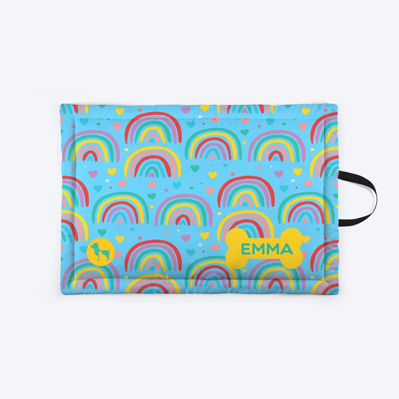 HUFT Over The Rainbow Personalised Mat For Dog & Cat – Sky Blue